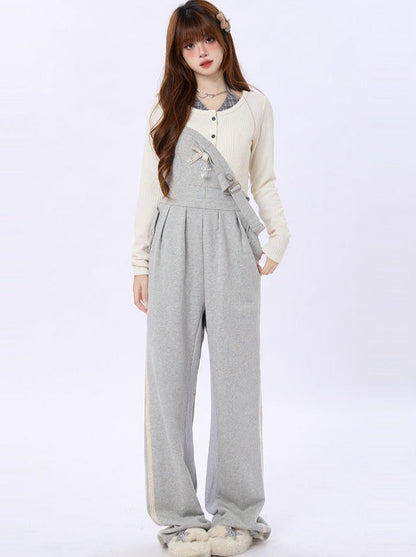 Sweet Loose Straight Casual Overalls High Waist