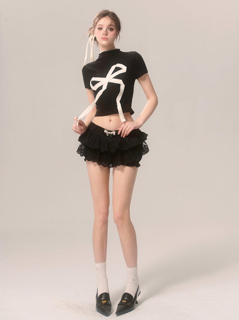 ネックスイートビッグショートアメリカンTシャツハイリボン