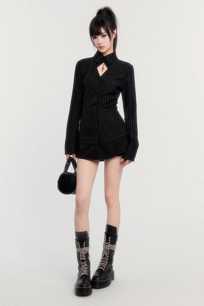 モードストライプシャツスリム