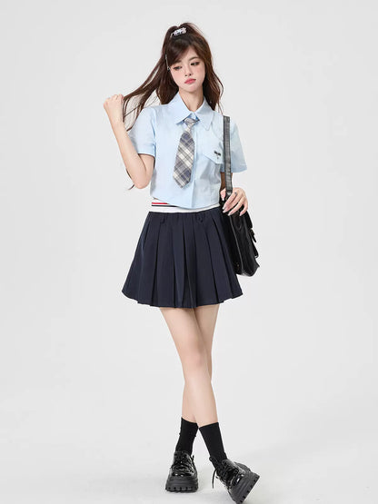 シャツ アメリカンスタイル カレッジセット + ネクタイ ショートパンツ