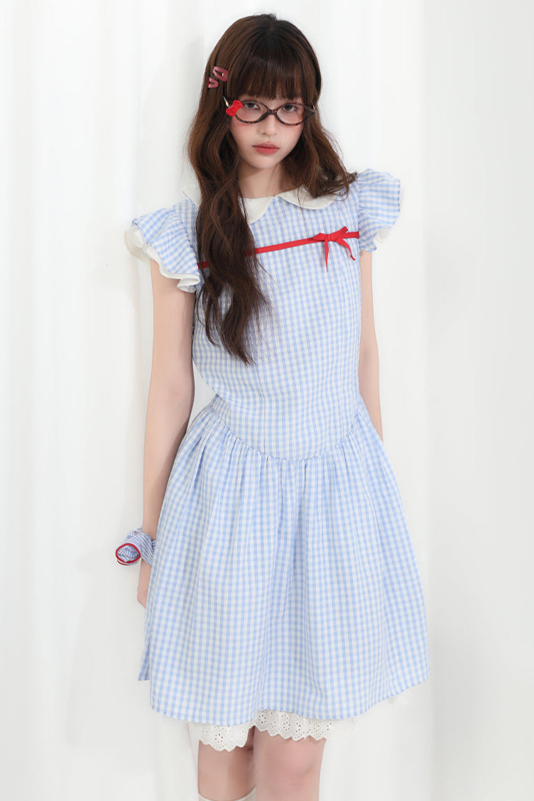 kleid kariert süß band