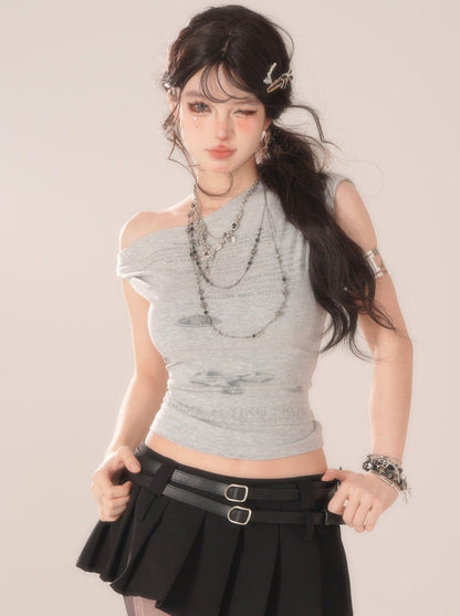 ショートトップス アメリカン ノースリーブ