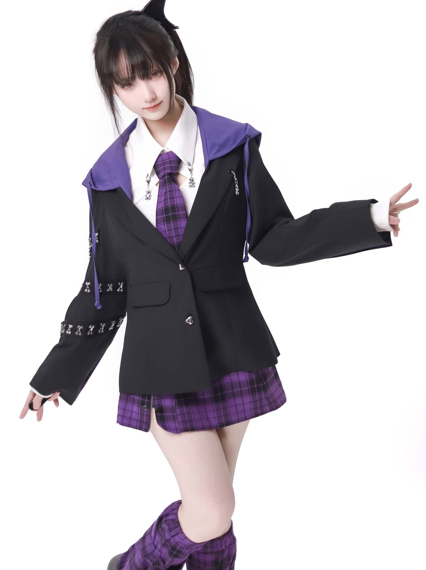 Jacke Foodie College Kariertes Hemd + Anzug-Stil