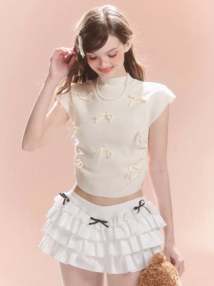 Kurzer Kragen Süßes Band Top Little