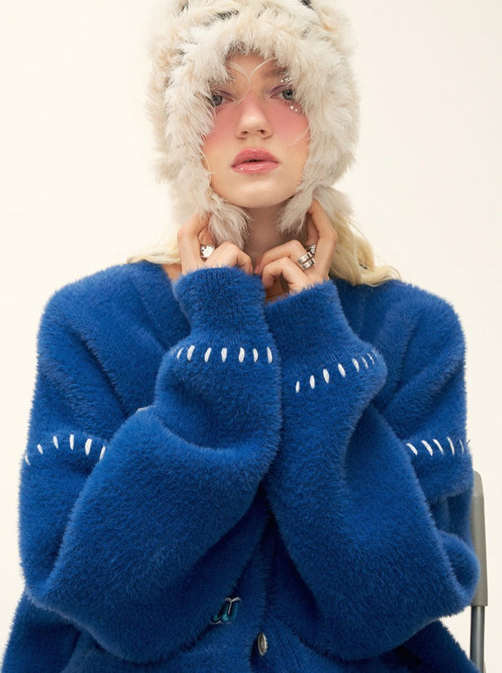 ポーラーVネックベアロゴカーディガン