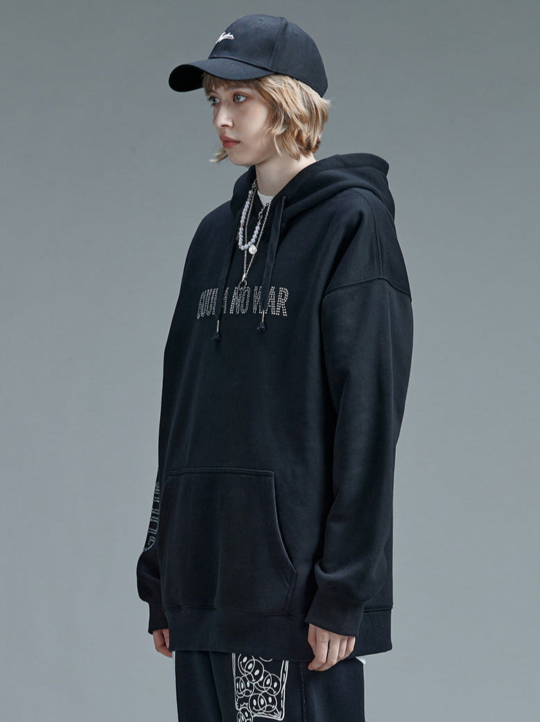 Print Diamond Hoodie Black