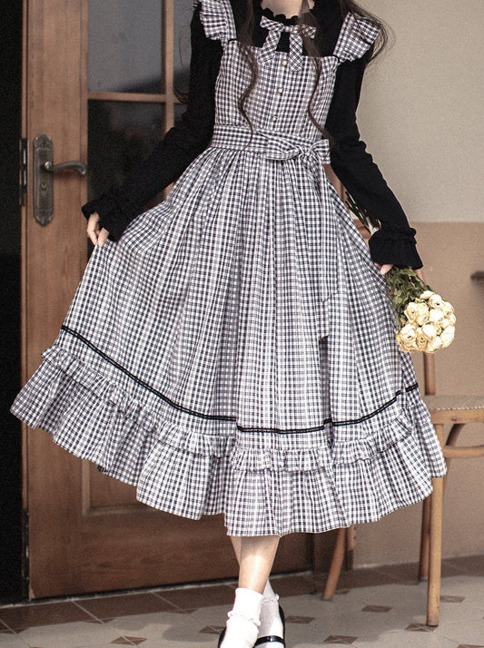 Rüschen Rüschenrock Hosenträger + Top Karo