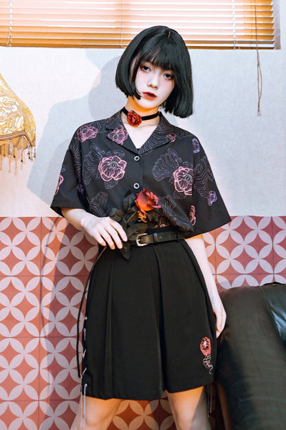 フラワーハーフチャイナボーンパンツ