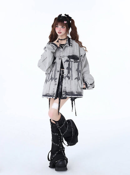 Retro Denim American Loose Street Design Niche Jacket Bike