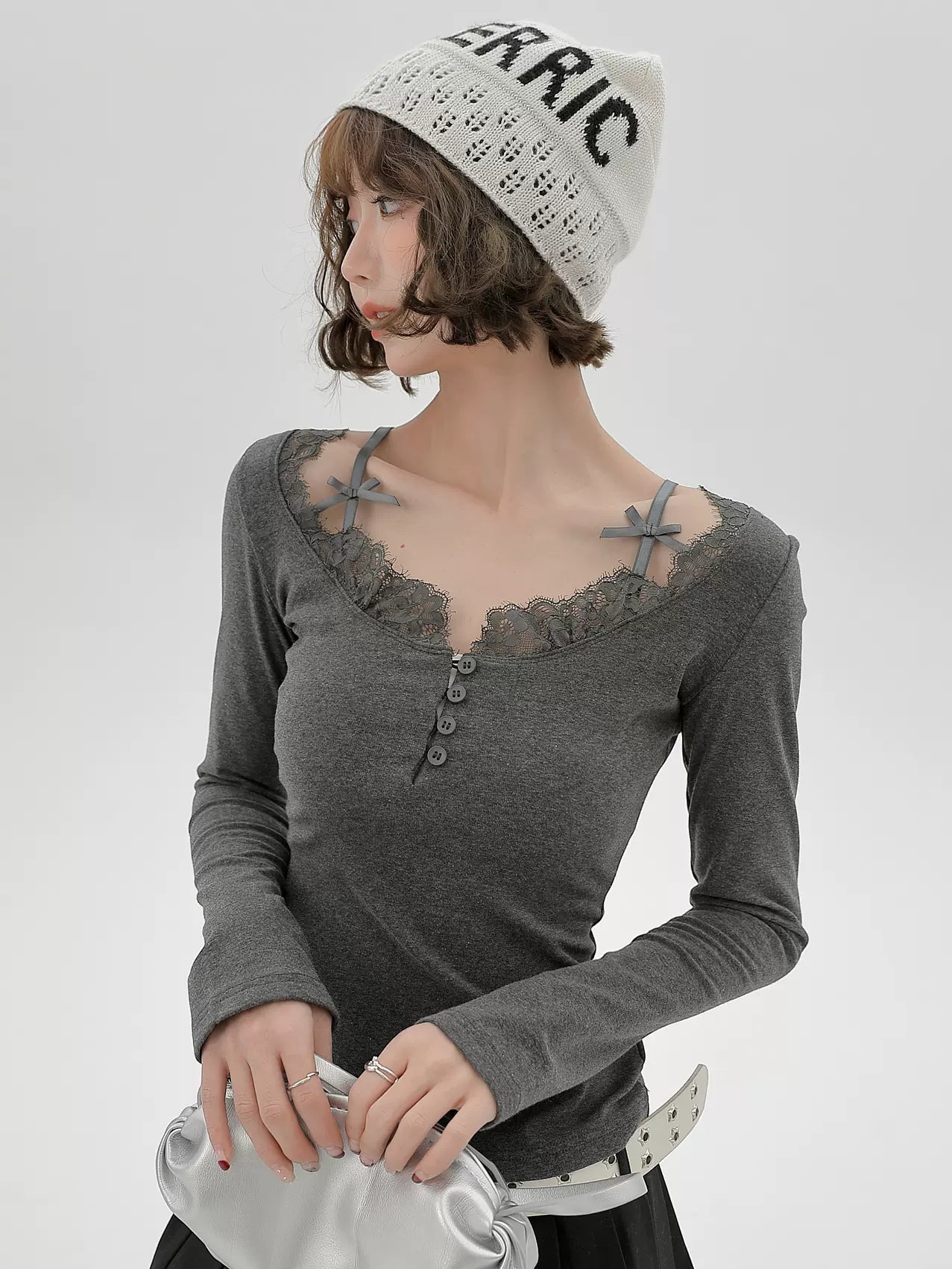 Ribbon Dzire Suspender Pure Lace Top Slim