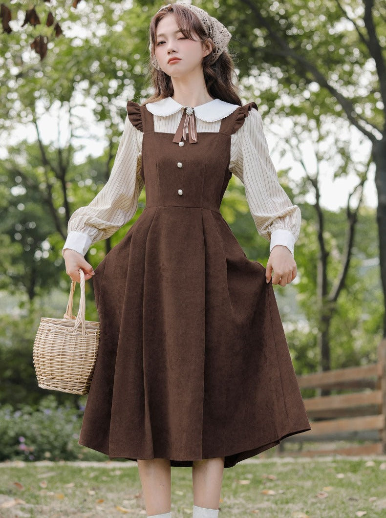Style universitaire, chemise à bretelles, deux pièces, robe américaine