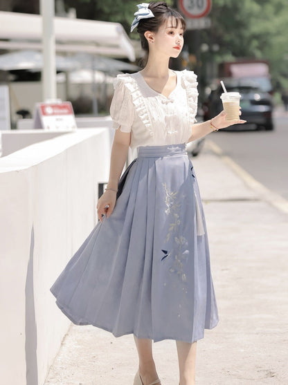 Sommer Faltenrock Retro Rüschen Top Design China