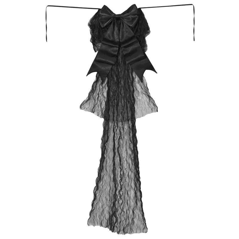 Detachable Gothic lace train with black bow by Blood Supply