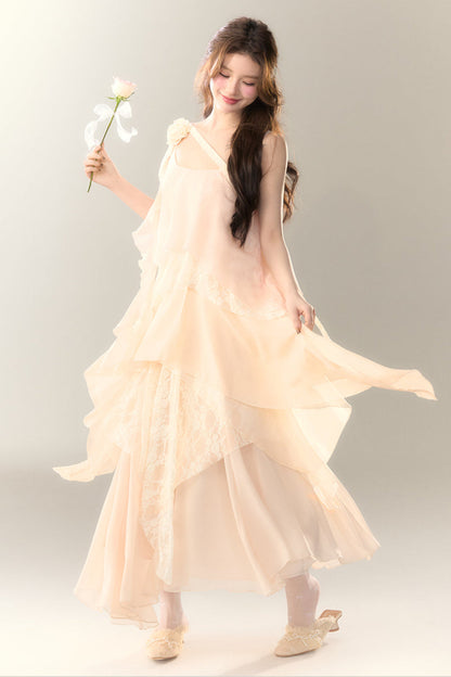 ロゼル イレギュラー ドレス ロング マルチレイヤー ヘビースカート