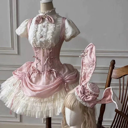 Bloé Rabbit Lolita JSK – Boned Waist-Cinching Princess Dress | Caramel Antique