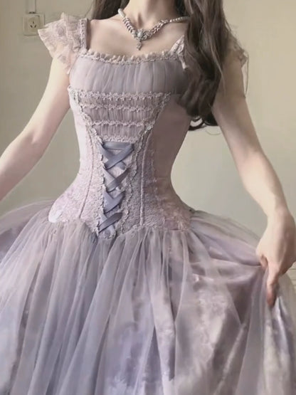Lolita Purple Princess Gown – Waist-Cinching Formal Dress