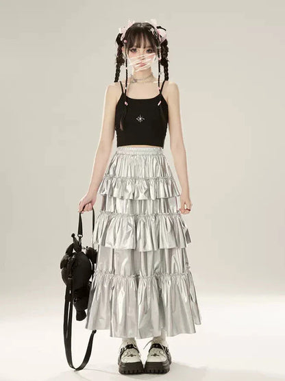 ケーキスカート メタリックシルバー