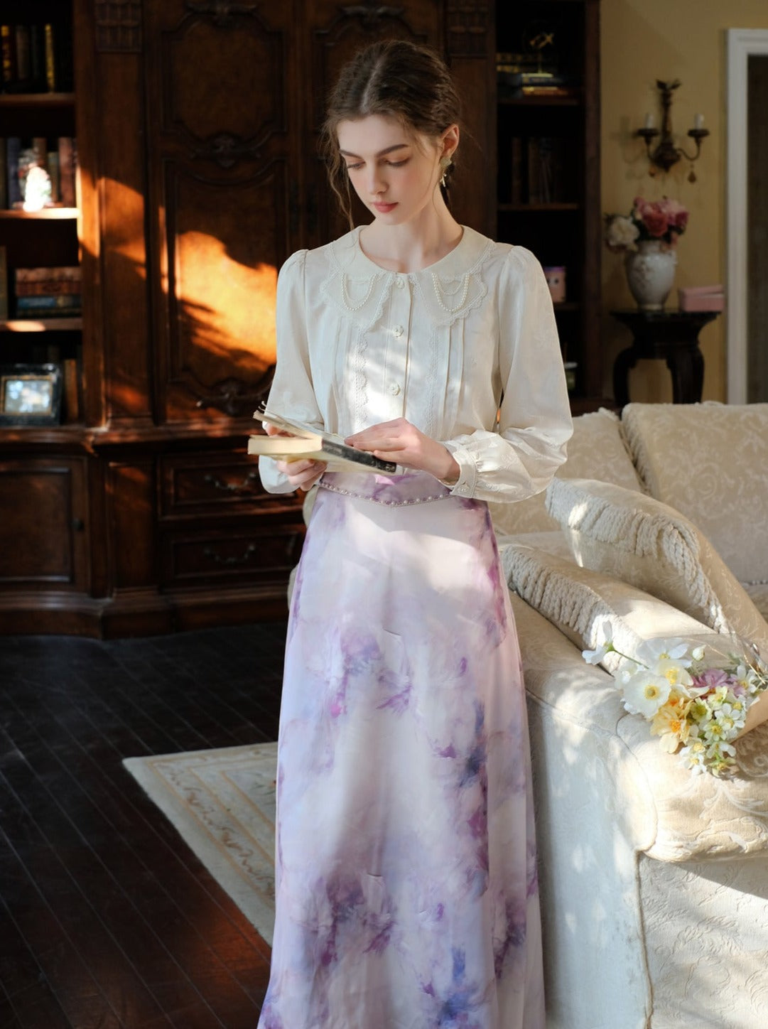 Weiße Bluse Retro Moonlight