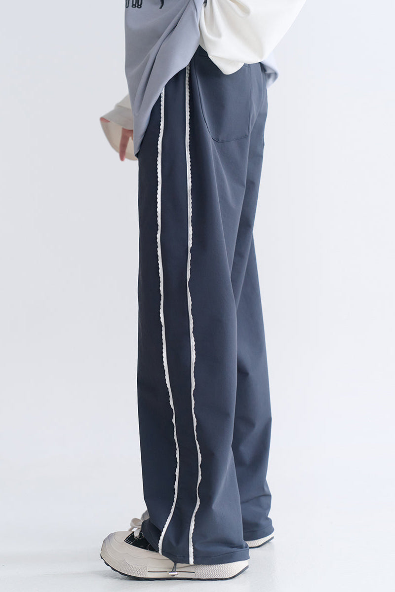 レーススタイルのスポーティカジュアルパンツ