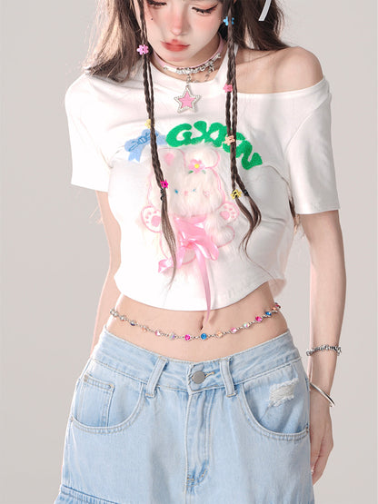 サマーバニー スウィート オフショルダー Tシャツ