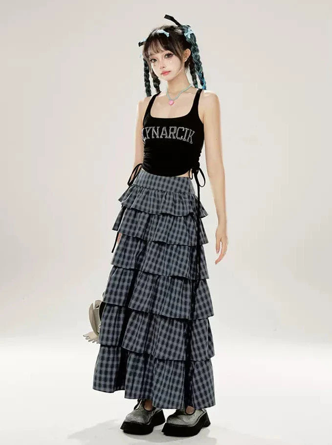 Tutu-Kuchen mit Karomuster, schwarzer, lila Rock