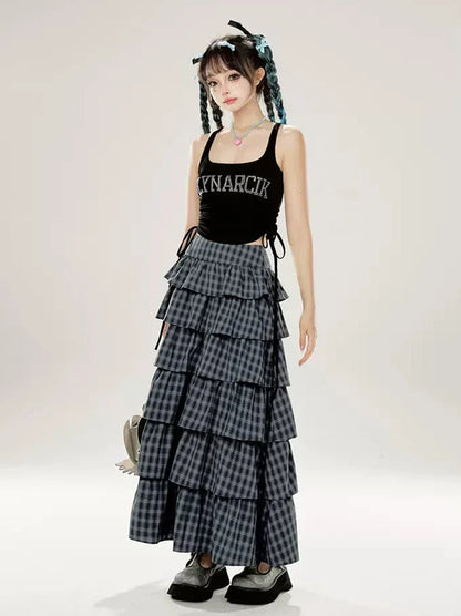 Tutu-Kuchen mit Karomuster, schwarzer, lila Rock