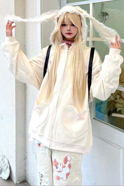 Hoodie Ribbon Sweet Bunny Ear