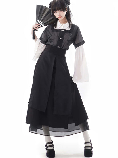 スリムな黒のチャイナスーツ、新しいホワイトデザインのウエスト