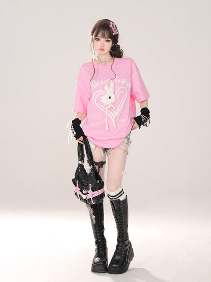 T-Shirt Rabbit 3D Short-Sleeved Design