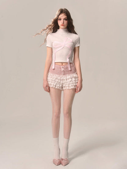 ネックスイートビッグショートアメリカンTシャツハイリボン