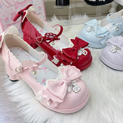 Cat's Claw Party Lolita Mary Jane Shoes – Sweet Bow Round Toe Pumps | Blooming Chimes