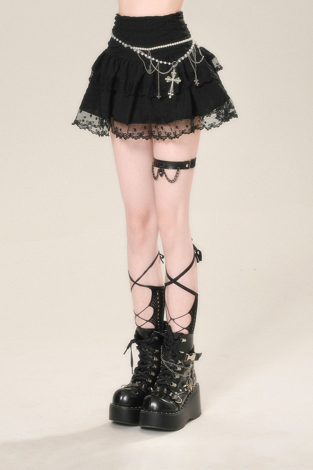 メッシュスカート ウエストAラインハイ