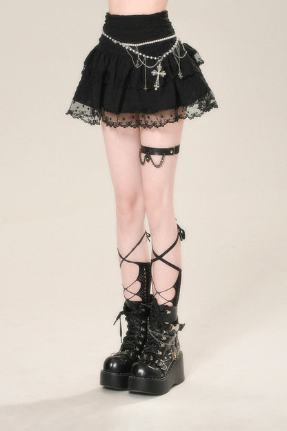 メッシュスカート ウエストAラインハイ