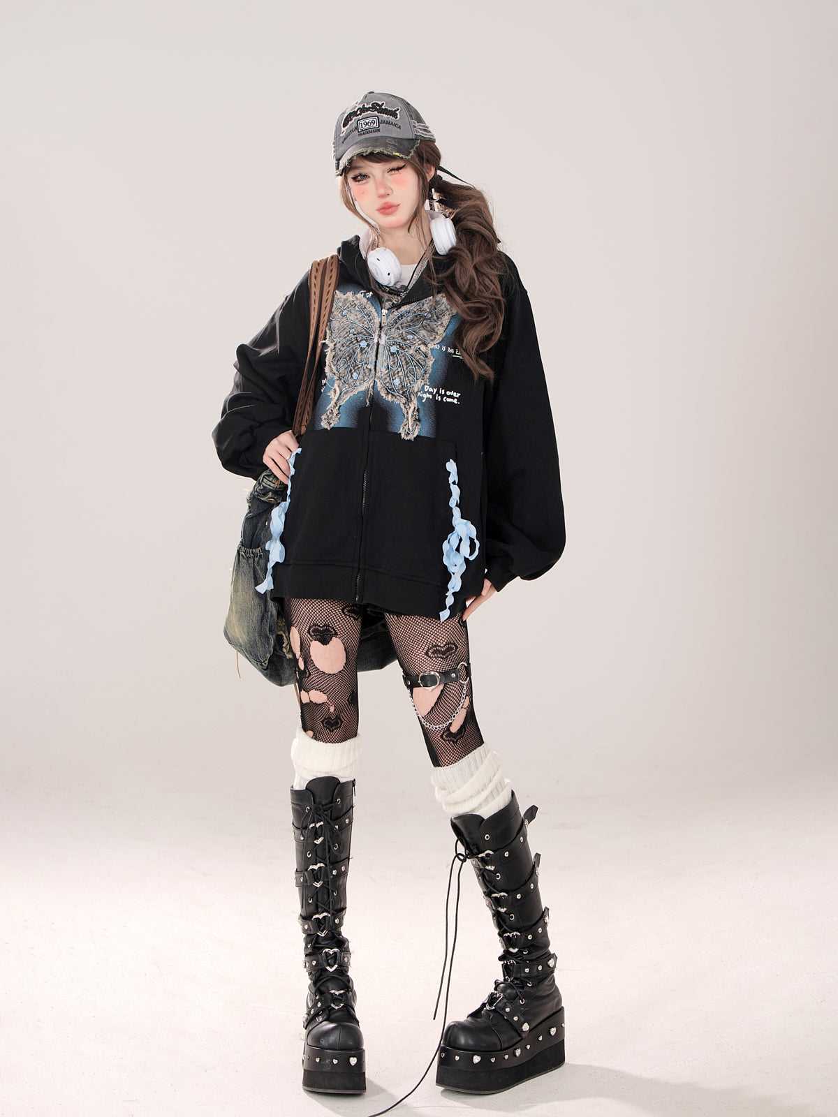 Sweatshirt Zip Butterfly Street Loose Hoodie American Jacket