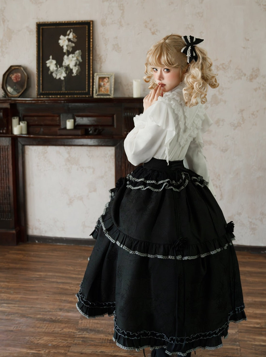 アシンメトリースカート エレガントなフリルフレアブラウス