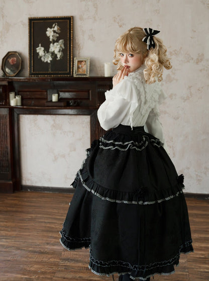 アシンメトリースカート エレガントなフリルフレアブラウス