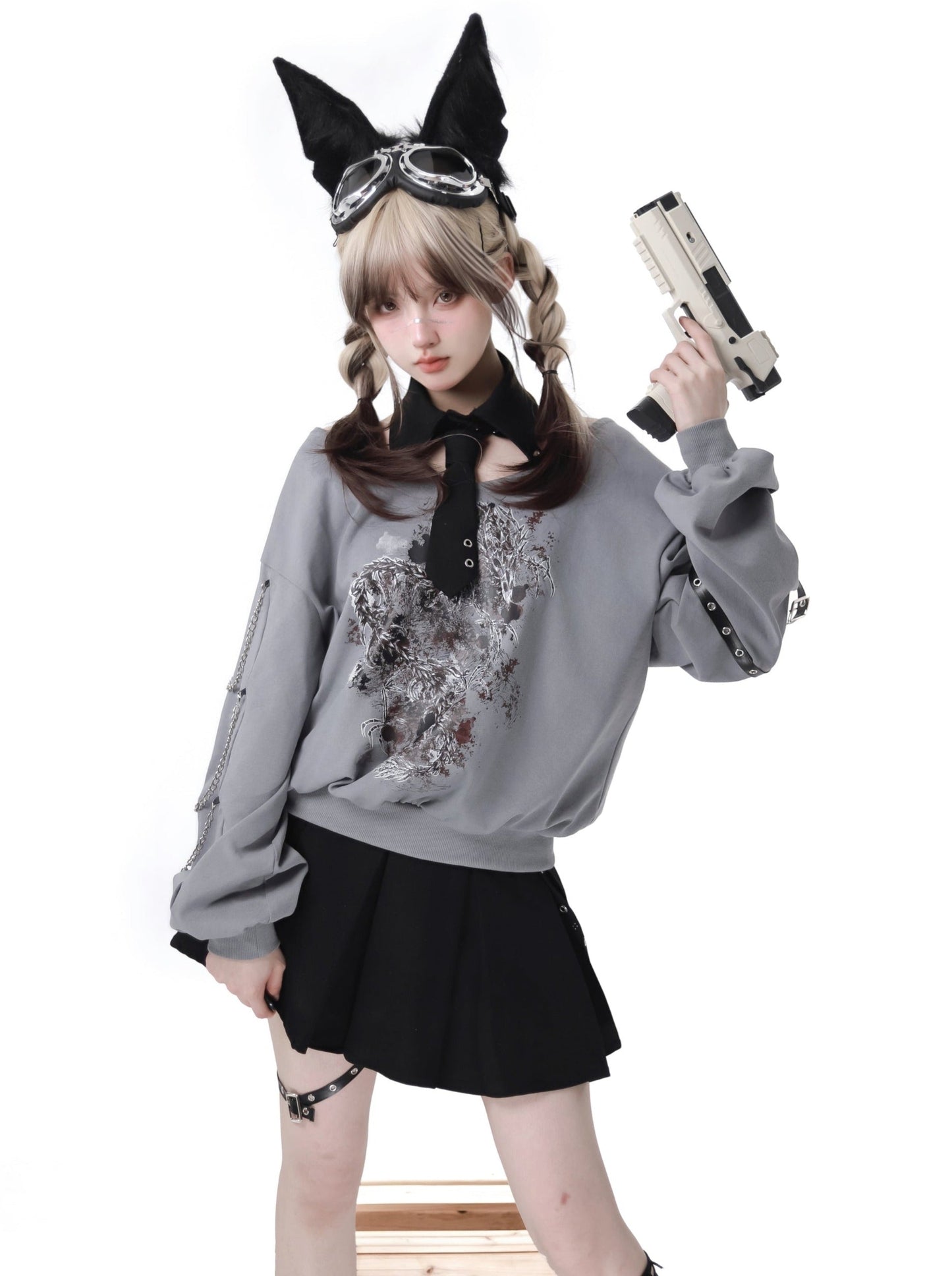 スリーププレス ドラゴン トップス + プリーツスカート