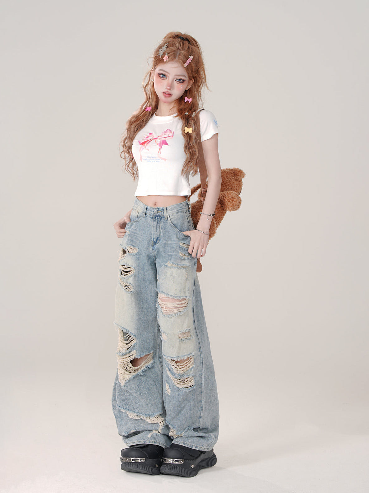 Girly Ribbon Print T-shirt Short