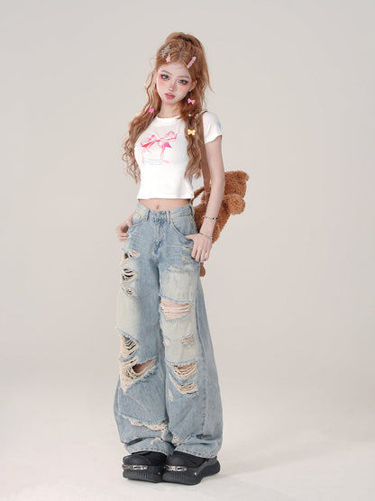 Girly Ribbon Print T-shirt Short