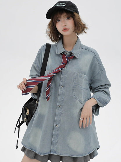 ルーズタイデニムレトロジャケット+シャツアメリカン