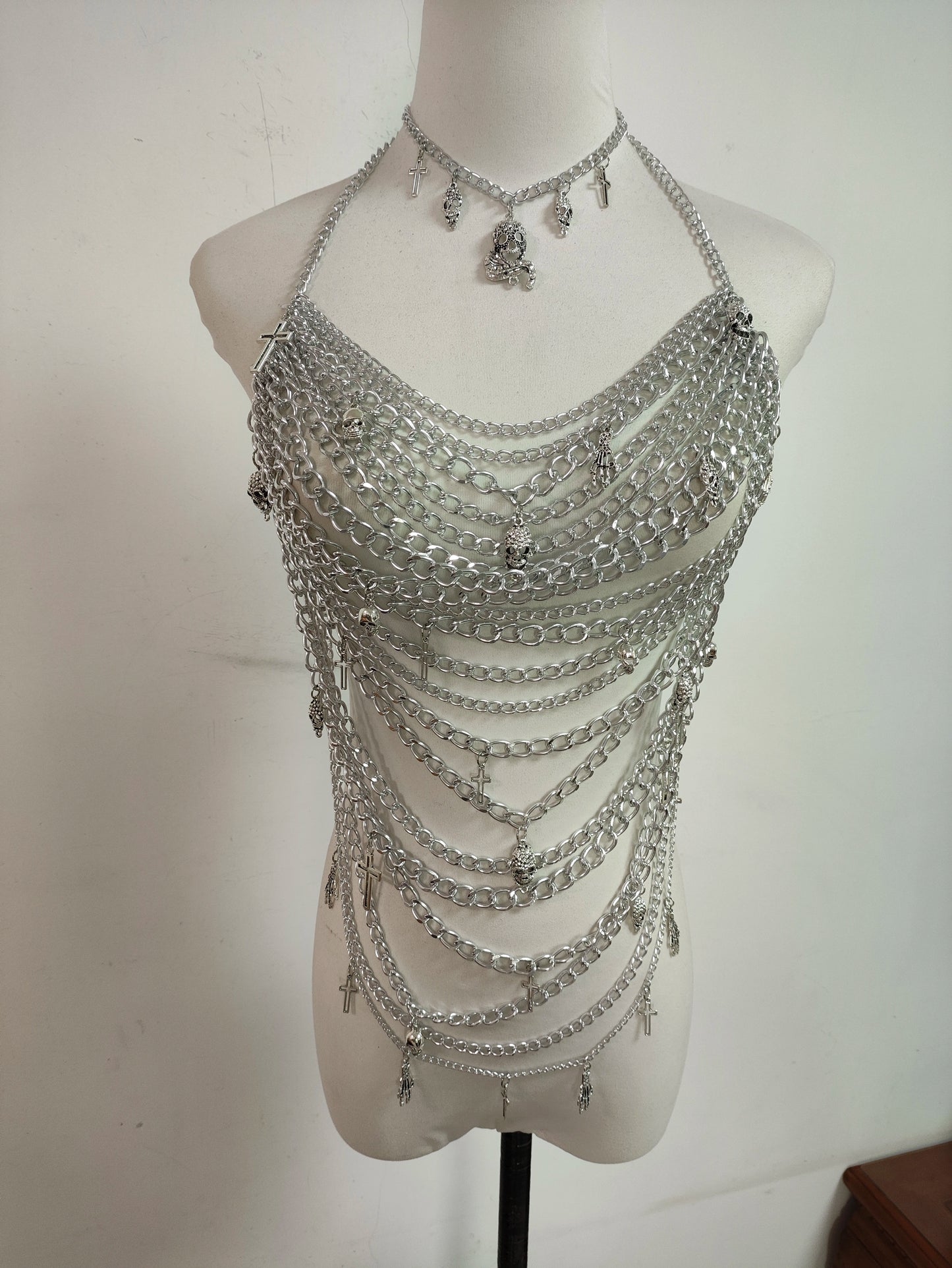 Halloween Skeleton Feast Aluminum Chain Cross Splicing Silver Pack