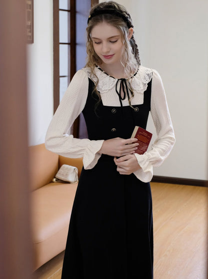 レースフェイクピース 2フリルドレスカラー