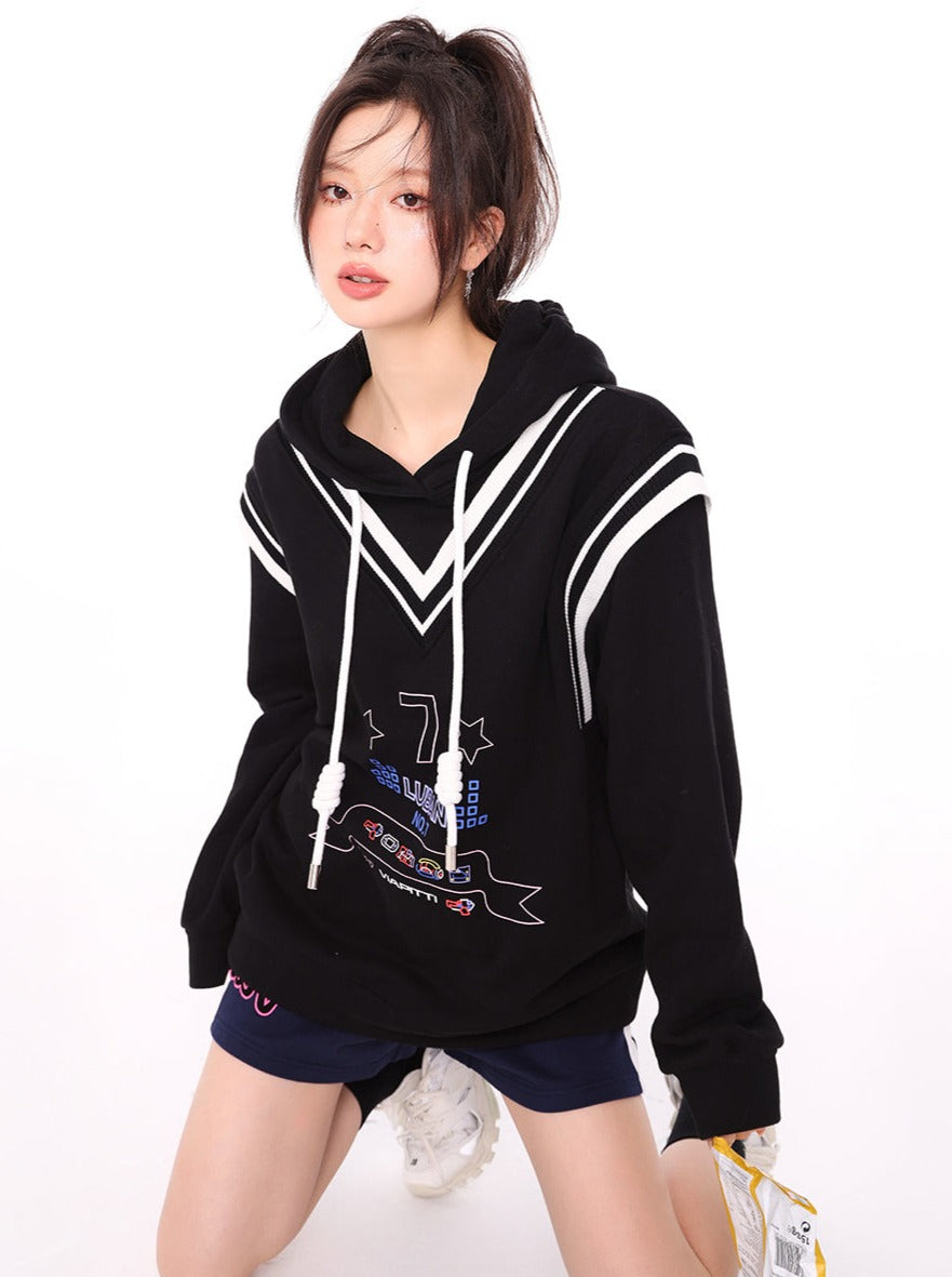 セブンロゴ モード スウェットシャツ フード付きパーカー
