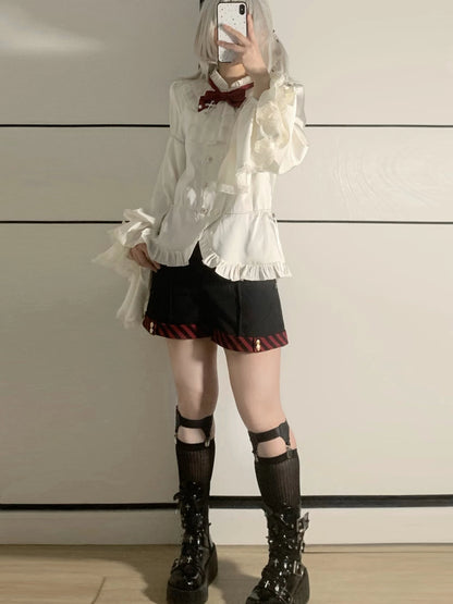 Long-sleeve ivory shirt and shorts, alternate outfit view