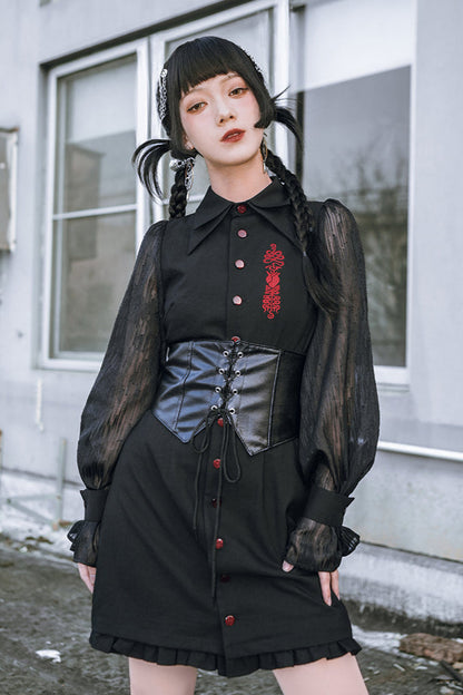 Kleid Laterne Chinesische Ärmel Durchsichtig