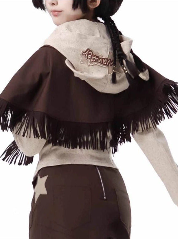 デザインスプリットワンダーベアニットトップショールメイラード