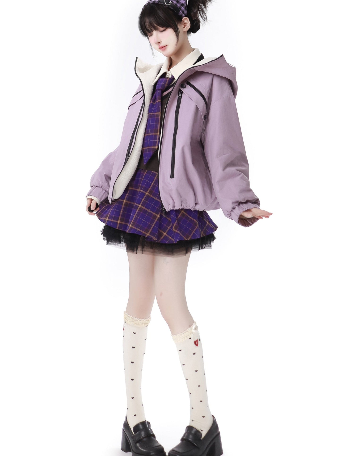 マルチポケット タロ パープルジャケット ニットベスト スカートスーツ