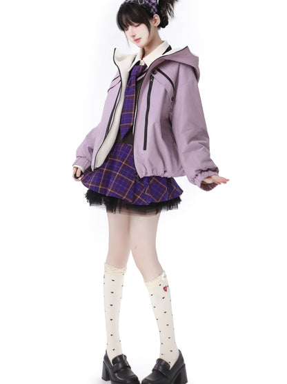 マルチポケット タロ パープルジャケット ニットベスト スカートスーツ