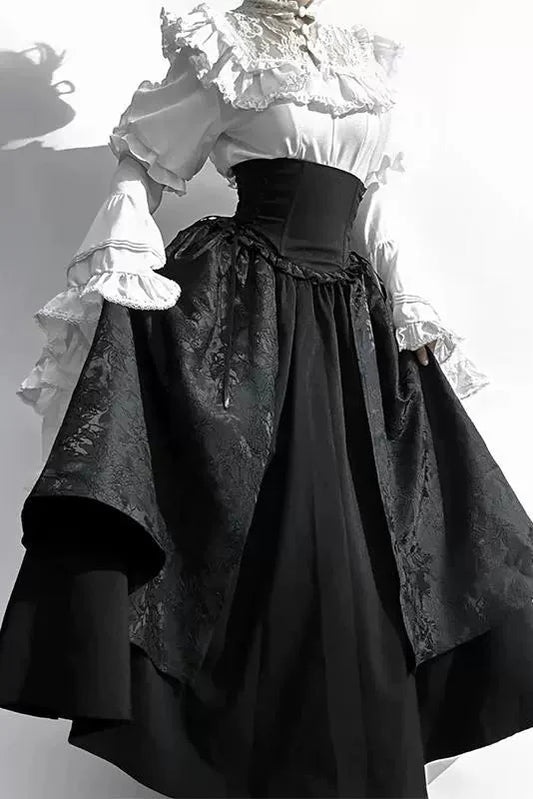 ダーク + ブラウスフリルゴージャスロリータゴシックスカート