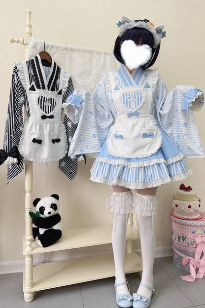 メイドロリータ日本の医療ストライプ